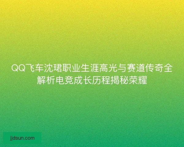 QQ飞车沈珺职业生涯高光与赛道传奇全解析电竞成长历程揭秘荣耀